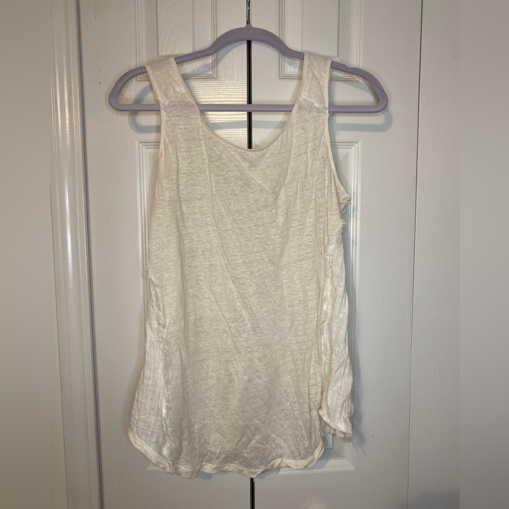 Linen cotton ivory off white sleeveless tank top size xs - Picture 1 of 6